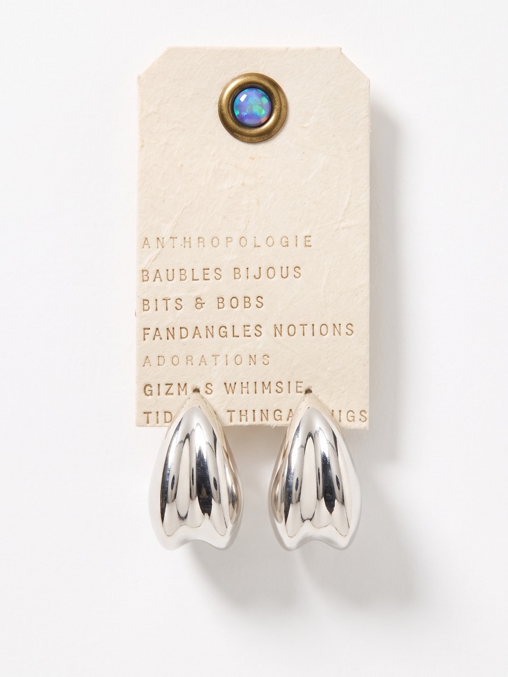 NWT Anthropologie Double teardrop silver puff earrings